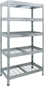 HEMMDAL Outdoor-Weitspannregal - 1.500 kg Tragkraft - HxBxT 180 x 90 x 45 cm - Steckregal mit 5 höhenverstellbaren Böden - 400 kg max. Fachlast - TÜV geprüft - Schwerlastregal aus verzinktem Stahl