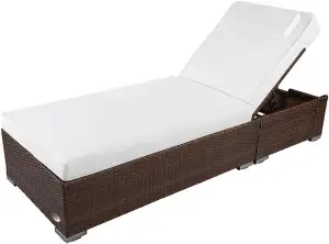 RS Trade Sonnenliege Palermo Braun - Outdoor Liege mit beständigem Poly-Rattan-G