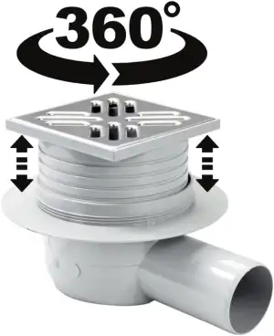 Bodenablauf aus Edelstahl - quadratischer Duschrinne - Badabläuf Seitlich - Memb