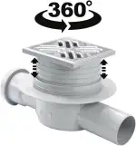 Bodenablauf aus Edelstahl - quadratischer Duschrinne - Badabläuf mit Durchlauf - Membransiphon - 10 x 10 cm - Rost INOX