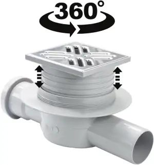 Bodenablauf aus Edelstahl - quadratischer Duschrinne - Badabläuf mit Durchlauf -