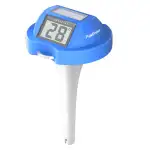 Solar-Digitales Poolthermometer mit leicht ablesbarem großem LCD-Bildschirm, schwimmendes Thermometer für Pools und Teiche (Hellblau)
