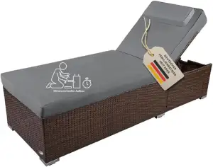 RS Trade Sonnenliege Gartenliege wetterfest extra hoch auch für Senioren – Polyr