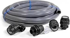 PVC Flexschlauch 63 mm – 25 m Set inkl. 4 Flex-Fittinge & Dichtband – Pool Schlauch für Filteranl...