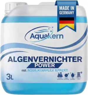Algenvernichter Power 3L [mit Aqua KLAR KOMPLEX] entfernt Grünbelag | Algizid bei Grünalgen | Für mehr als 250.000 Liter | Schaumfreier Algenverhüter | Algenschutz für Pool | Made in Germany