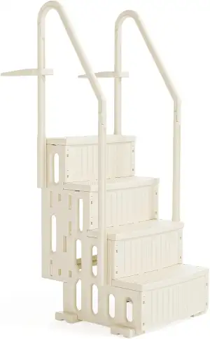 Bonnlo Poolleiter, Pooltreppe aus Kunststoff, mit rutschfesten Streifen und Hand