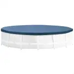 Intex 28031 Round Pool Cover - Poolabdeckplane - Ø 366 cm - Für Metal und Prism Frame Pool, Dunkelblau
