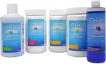 Cristal Wasserpflege Set 5 kg - Chlorgranulat schnell löslich - pH-Senker - pH-Heber - Algenverhütung - Klareffekt - Pflegebroschüre - Pool Whirlpool