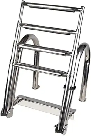 Poolleiter Edelstahl Klappbar | 4 Stufen Badeleiter Ausziehbar 116 cm mit Rutsch