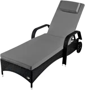 RS Trade Sonnenliege Toscana Schwarz/Grau - Outdoor Liege mit beständigem Poly-R
