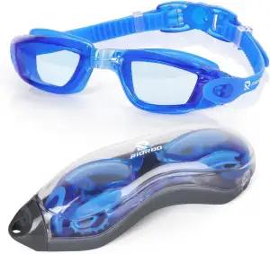 Schwimmbrille, Schwimmbrille für Herren und Damen mit Breiten Gläsern, UV-Schutz, Blendfreie Schwimmbrille mit Gratis Schutz Fall für Triathlon-Schwimmbrillen Andere Sommersportarten