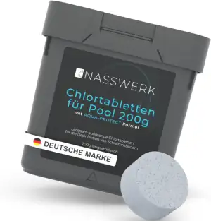 NASSWERK Langzeit Chlortabletten für Pool 200g (1kg bis 10kg) | Chlortabs 200g l