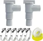 XSYKJGS 2 Stück Absperrhahn für Pools mit 32mm Schlauchanschluss, Pool Absperrhahn 32mm auf 38mm, Pool Schlauchadapter mit 6 Schlauchklemmen für Oberirdische Pool und Poolpumpe Wartung