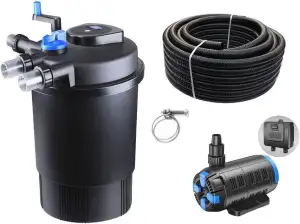 AquaOne Teich Filteranlage Set Nr.47 CPF 30000 Druckfilter 37-180W regelbare Eco Teichpumpe Teichgröße bis 60000l Teichschlauch
