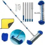Poolbürste mit teleskopstange 194cm, Pool Reinigungsbürste 43cm, Poolbesen mit stiel, Pool Cleani...