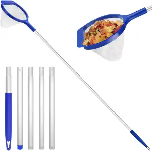 GMMG Pool Kescher Feinmaschig, Poolkescher mit Teleskopstange, 141cm Kescher Tei