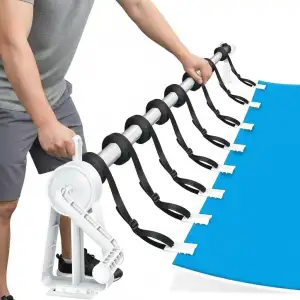 Mucola Aufrollvorrichtung Pool Solarfolie 100-600 cm – Aluminium Teleskopstange stufenlos verstellbar mit Standfüßen und Befestigungsgurten | Poolzubehör für müheloses Aufrollen der Poolabdeckung