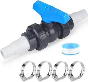 SWAWIS Absperrhahn Pool 32-38mm Pool Ventil Absperrventil PVC Kugelhahn 1 1/2"(5