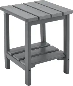 Adirondack Quadratischer Robuster 2-stufiger Beistelltisch aus verstärkter HDPE, Balkontisch & Außentisch für Terrasse, Garten, Pool, Wetterfester Kleiner Tisch (Grau)