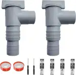 Absperrhahn für Pools mit 32mm Schlauchanschluss, Pool Schlauchadapter Pool Absperrhahn 32mm Pool Wartungs Zubehör mit 4 Schlauchklemmen für Oberirdische Pool und Poolpumpe Wartung (2 Stück)