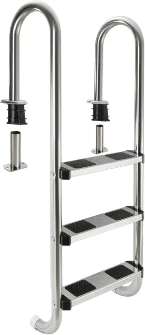 Arebos Edelstahl Poolleiter | inkl. Kunststoffbolzen, Flanschrohr und Montagemat