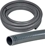 POOL Total 12 m flexibler Poolflex PVC-Druckschlauch Ø 50 mm in grau - Robuster Klebeschlauch für Schwimmbad- und Teichbau - Glatte Innenwand bis 6 bar druckfest - Langlebig und UV-beständig