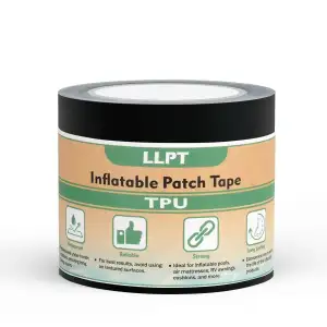 LLPT Aufblasbares Flicken-Reparaturband | Schwarz | 51 mm x 3 m | Wasserdicht Langlebig zäh | Klebstoff für Luftmatratzen Hüpfburgen Schlauchboote Schwimmbeckenringe Luftkissen (IPT5033BK2)