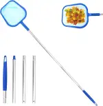 Kescher Teich, Kescher Pool mit Teleskopstange, 161cm Lang Poolkescher Feinmaschig, Teichkescher Feinmaschig, Kescher Fein, Bodenkescher, Laubkescher Pool
