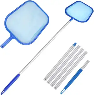 Pool Kescher mit Teleskopstange Verstellbar Pool Reinigungsnetz für Schwimmbad Teich Aquarium Blätter Schmutz Entfernen