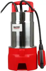 WALTER Schmutzwasserpumpe 1100 W, 20.000 L/h Fördermenge, 8 m Förderhöhe, 10 m Kabel, vielseitig einsetzbar für Keller, Teiche, Pools, verunreinigtes Wasser, mit Schlauchanschluss und Halteseil