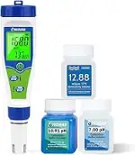 Pool pH Salzgehalt Messgerät für Schwimmbäder mit Kalibrierlösung, 5 in 1 Salztester für Salzwass...