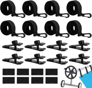 Pool Aufroller Aufrollvorrichtung, 8er Set Befestigungsbänder und Klammern, Halt