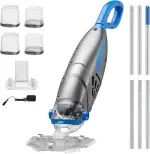 UIRWAY V3 Poolsauger Akku Bodensauger, Absaugung bis zu 6000 L/H, IPX8 Handpoolsauger mit Pool Sauger akku elektrisch, 2 Saugköpfe & 4 Filter, 60 Minuten Laufzeit, Für Einbaupools & Whirlpool