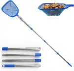 Guheake 185 cm Pool Kescher - Poolkescher aus Edelstahl mit Teleskopstange, Kescher Pool Feinmaschig für Schwimmbad, Teich, Algen, Planschbecken, Whirlpool, Aufstellpool