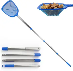 Guheake 185 cm Pool Kescher - Poolkescher aus Edelstahl mit Teleskopstange, Kesc