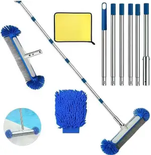 Poolbürste mit Stiel 230cm, Pool Reinigung Bürste 45cm, Poolbesen mit Längenvers