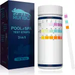 RUNBO 3-in-1 Pool-Teststreifen für Spa, 150 Stäbchen, Teststreifen, Wassertest-Set, genauer chemischer Tester für freies Chlor, Brom, Alkalinität, pH