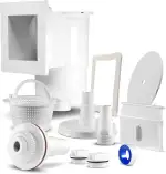 Skimmer Pool Set in Weiß, Einbauskimmer inkl. Einlaufdüse & weiterem Zubehör, Komplettset für Stahlwandpools, Pool-Reinigungsset, Wasserpflege