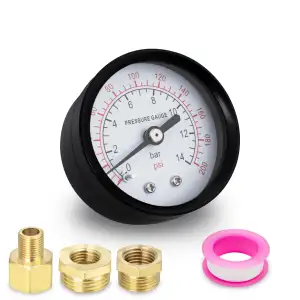 1-Pcs 50mm Well Pump Manometer BSP 1/4" 0-14 Bar 0~200 Psi mit 2-Stück Buchse 1/