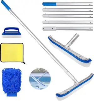 Poolbürste mit Stiel 180cm Lang,Pool Reinigungsbürste 45cm,Poolbesen mit Längenv