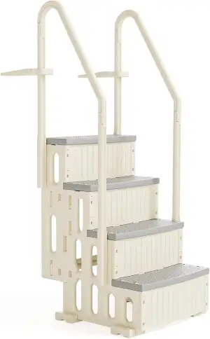 Bonnlo Poolleiter, Pooltreppe aus Kunststoff, mit rutschfesten Streifen und Hand