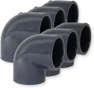 Paradies Pool PVC Fitting Winkel 90°, Ø 50mm mit Klebemuffen, PVC-U Muffe Rohrverbinder Klebefitting 90 Grad zum verkleben, Qualität aus Europa, Menge: 6 Stück