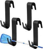 GIONAR 4 Stück Kescher Halter- Halterung für Pool Kescher- Aufbewahrung Pool Zubehör- Laubkescher Halter - Verstellbare Poolzaunhaken für Teleskopstangen Skimmer Schwimmbadzubehör Gartengeräte