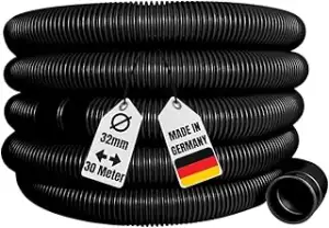 AquaOne Poolschlauch 32mm 30 Meter 1 1/4" Hochwertiger Pool Schlauch in schwarz für Garten & Schw...