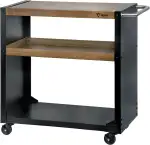 BBQ-Toro Grillwagen 95 x 50 x 90 cm | Schwarz mit Holzoptik | Grilltisch mit großer Arbeitsfläche | Grill Beistelltisch, Outdoor Grill Trolley | Grilltisch Outdoor, Servierwagen