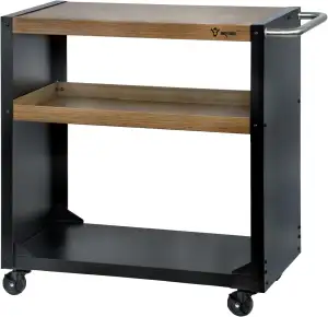 BBQ-Toro Grillwagen 95 x 50 x 90 cm | Schwarz mit Holzoptik | Grilltisch mit gro