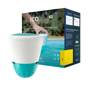 ICO Pool V2 Salt – Elektronischer Wasseranalysator für salzbehandelte Schwimmbäder – Stündliche Messungen von pH, ORP, TDS und Wassertemperatur – Beratung auf Ihrem Smartphone