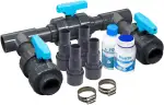 Pool Bypass Set Basic Deluxe 50 mm – PVC Kugelhähne, T-Stücke, Kleber & Reiniger – Durchflussregelung für Wärmepumpe & Solaranlage