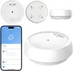 Wassermelder WLAN mit Batterie, IP66 Wassersensor, 80dB Wasseralarm Kompatibel mit Tuya/Smart Life App, Wasserwächter für Küchen, Bäder, Keller