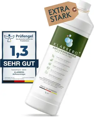 KLARBERG Abflussreiniger 1000ml – Profi Rohrreiniger EXTRA STARK – Löst effektiv